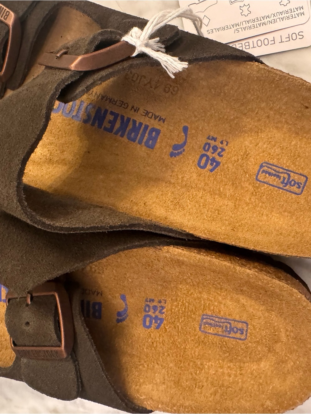 Birkenstock Arizona Sandals in Mocha Dark Brown Suede Narrow Soft Footbed 40 - Picture 5 of 14